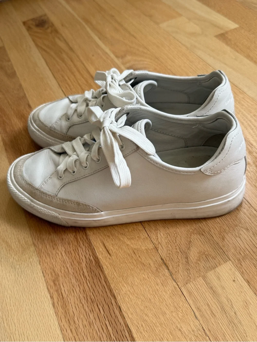 Rag & Bone Women’s White Leather Sneakers With Suede Trim, Size 8.5